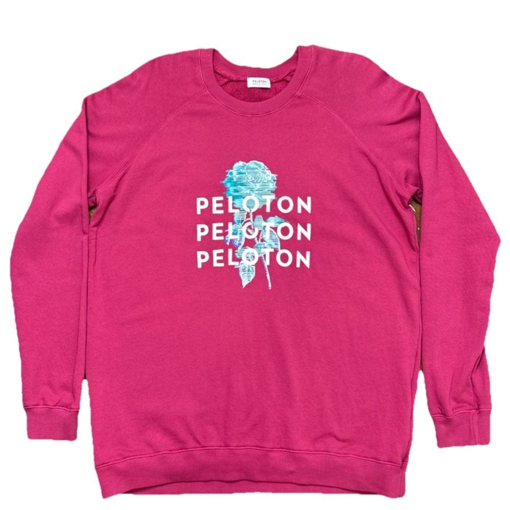 PELOTON SWEATSHIRT BERRY COLOR WITH LOGO ROSE ON FRONT OVERSIZED WOMENS LARGE